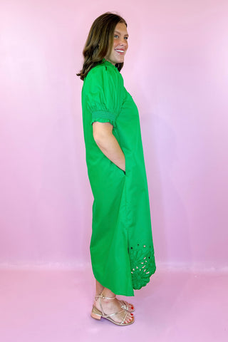 Put Together Perfectly Floral Hem Midi Dress - Green