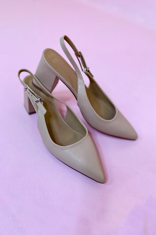 Cai Slingback Block Heel Beige