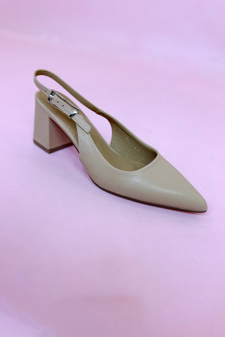 Cai Slingback Block Heel Beige