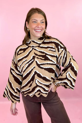 Animal Print Sweater Camel