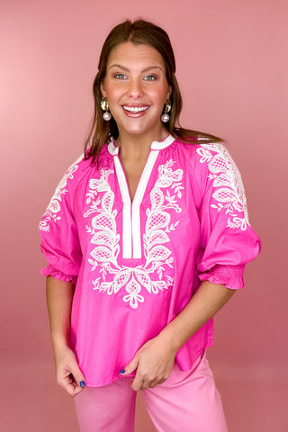 Embroidered Top Pink