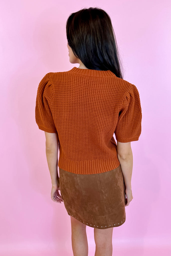 Camel short sleeve sweater puff sleeves