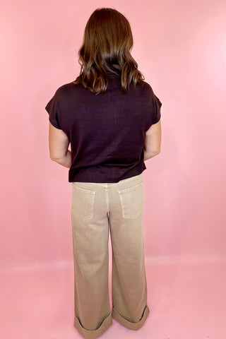 brown wide leg cuff jeans