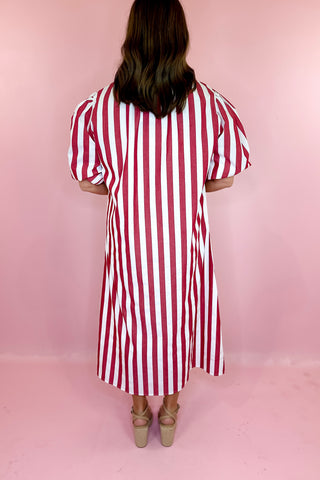 Caryn Lawn Cabana Stripe Maxi Dress Red