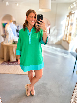 Caryn Lawn Carrie Mini Dress Green