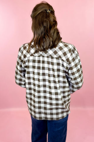 Flannel Gingham Top Brown