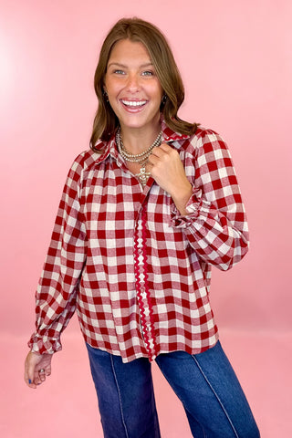 Flannel Gingham Top Red