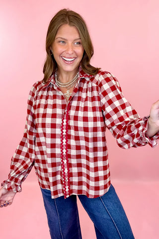 Flannel Gingham Top Red