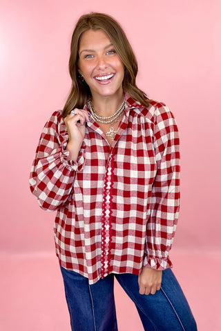 Flannel Gingham Top Red
