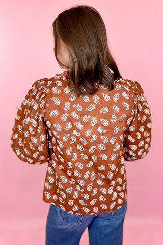 brown printed top