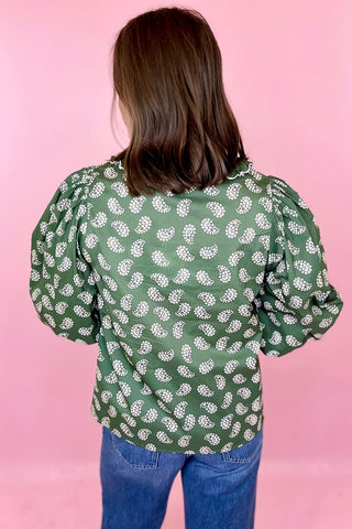 green printed top