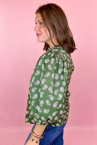 green printed top