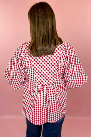 Catch The Vibe Gingham Top Crimson