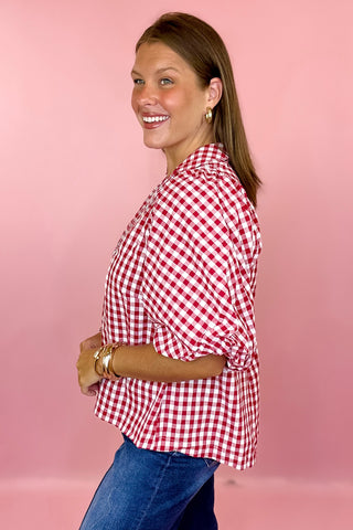 Catch The Vibe Gingham Top Crimson
