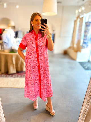 Leopard Midi Dress Pink