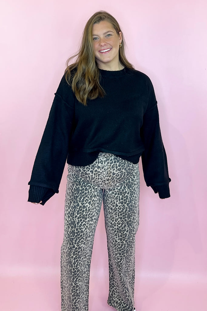 Leopard straight leg jean