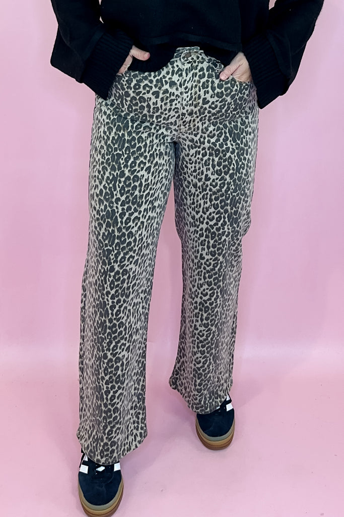 Leopard straight leg jean