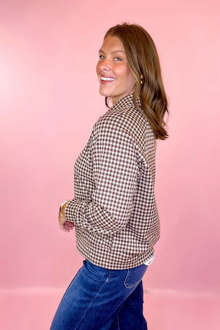 Check The Agenda Gingham Pullover Brown