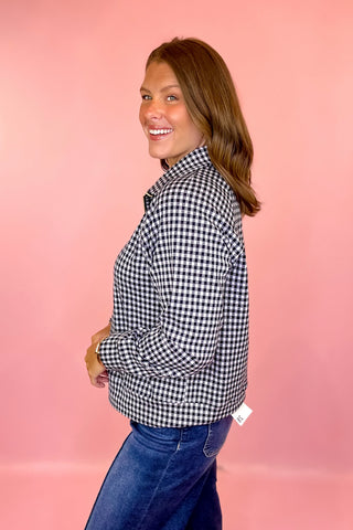Check The Agenda Gingham Pullover Navy