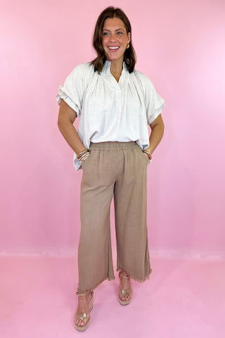 Chill Day Linen Wide Leg Pant Latte