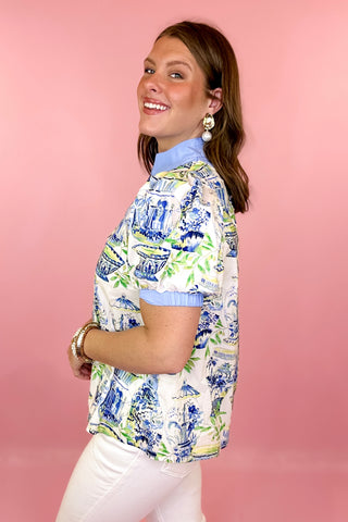  Chinoiserie Dreams Top Blue