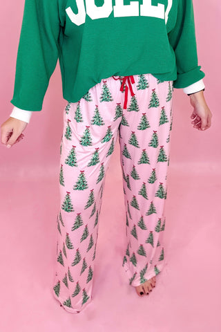 Christmas Tree Holiday Sleep Pants  Pink