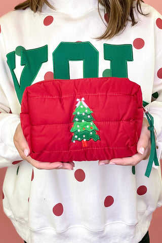 Puffer Cosmetic Bag Red