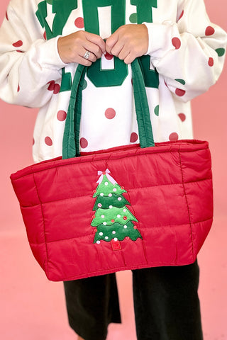 Puffer Tote Red