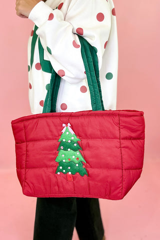 Puffer Tote Red