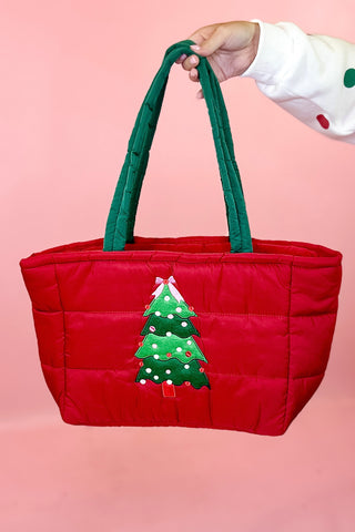 Puffer Tote Red