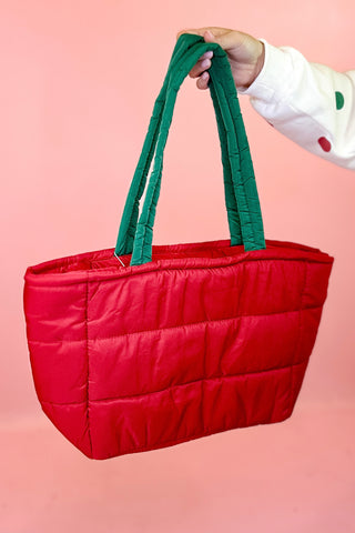 Puffer Tote Red