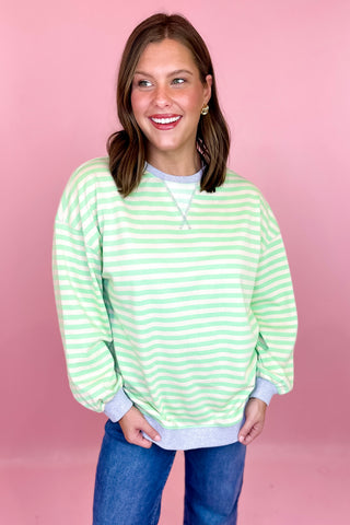 Classic Striped Crewneck Sweatshirt  Mint/Blue