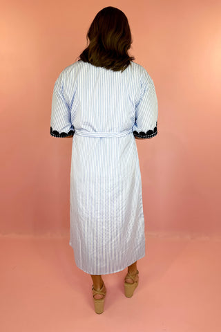 Striped Midi Dress Blue