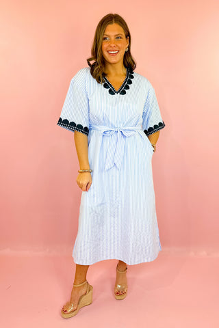 Striped Midi Dress Blue