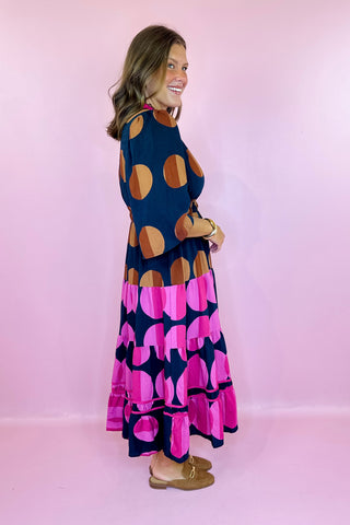 Coffee & Conversation Polka Dot Midi Dress Black