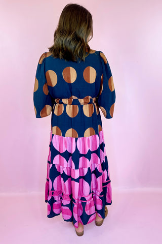Coffee & Conversation Polka Dot Midi Dress Black