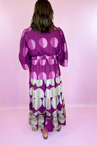 Coffee & Conversation Polka Dot Midi Dress Burgundy