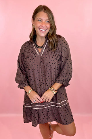 Coming Around Polka Dot Mini Dress Chocolate