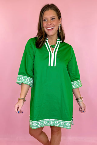 Count On Me Embroidered Mini Dress - Kelly Green Count On Me Embroidered Mini Dress - Kelly Green
