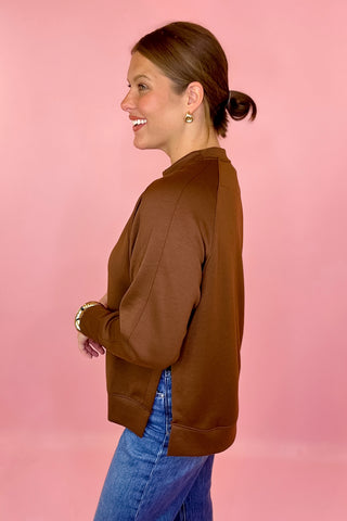 Cozy Luxe Scuba Sweatshirt Brown