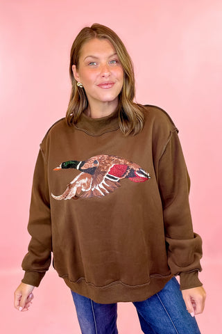 Mallard Mock Neck Sweatshirt - Brown