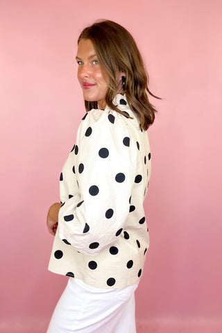 Out The Door Polka Dot Top - Cream/Black