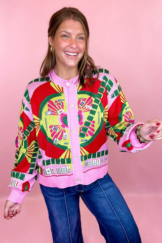 Queen Of Sparkles: Multi Mahjong Button Up Cardigan