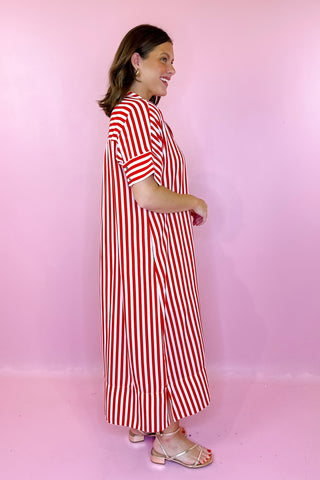 American Dream Striped Midi Dress - Red
