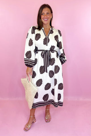 Let It Be Easy Floral Midi Dress - Cream/Brown