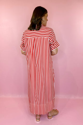 American Dream Striped Midi Dress - Red
