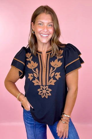 Bound To Happen Embroidered Top - Black