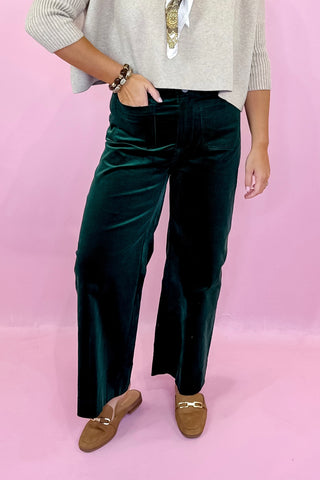 Wide Leg Corduroy Pant - Hunter Green