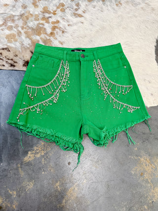 Here To Shine Rhinestone Denim Shorts