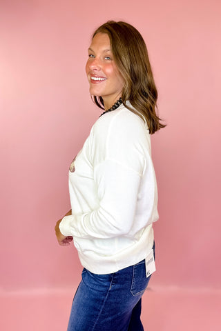Dachshund Lightweight Knit Sweater Cream
